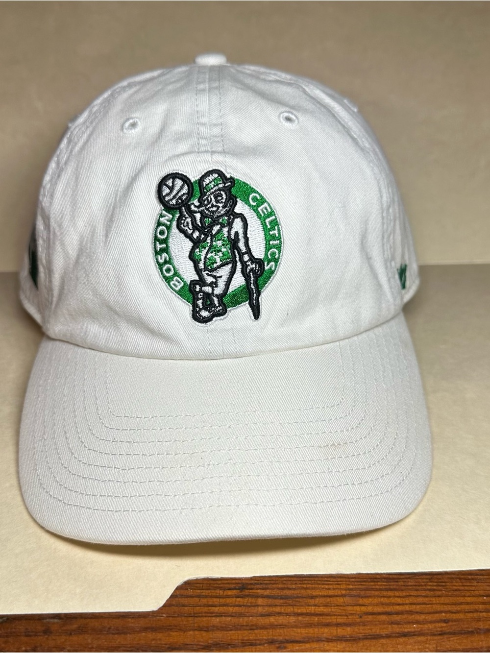 White Boston Celtics Logo Dad Cap Hardwood Classics